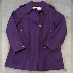 COACH Designer Women’s Size Small Heavyweight Purple Trench Coat with Pattern